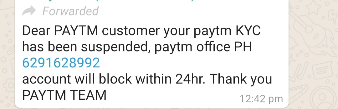 reality of paytm kyc suspended message, beware of Phishing Scam that can empty your wallet