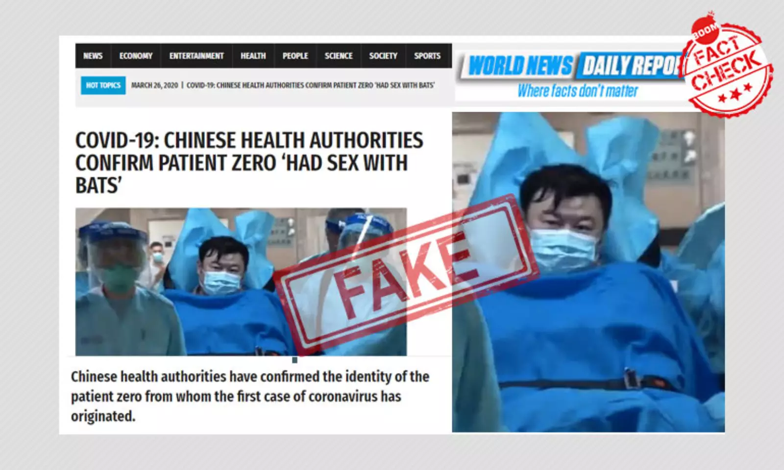 Fake News Site Invents Story About COVID 19 Patient Zero Having