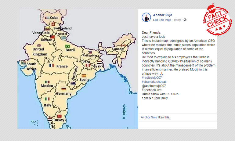 India Map New 2020 Did An American Ceo Draw This Map To Praise Indian Govt.'s Covid-19  Response? | Boom