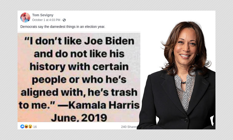 No, Kamala Harris Did Not Call Democratic Candidate Joe Biden 'Trash ...