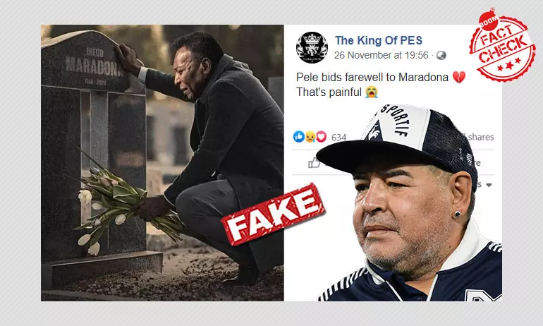 Photo Showing Pele Crying At Maradona's Grave Is Morphed And Fake