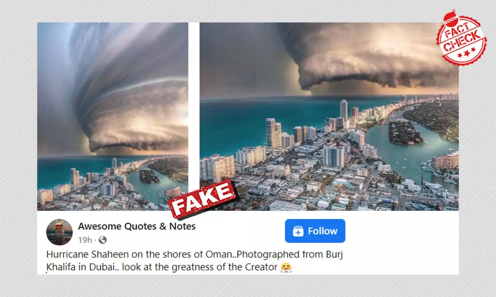 Digital Art Shared As Video Of Cyclone Shaheen Taken From Burj Khalifa |  BOOM