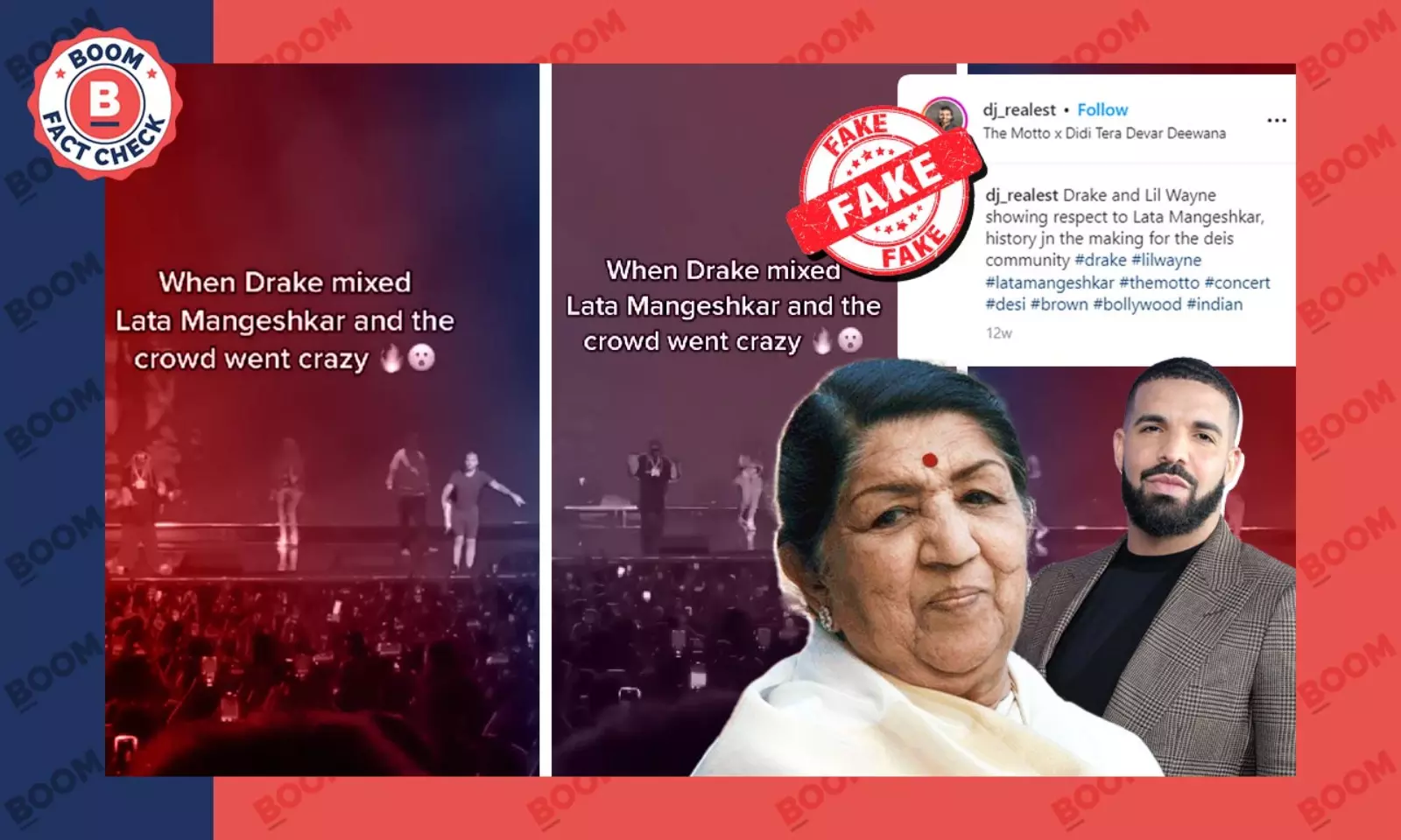 Viral Video of Lata Mangeshkar Song Being Played at Drake Concert Is  Doctored | BOOM