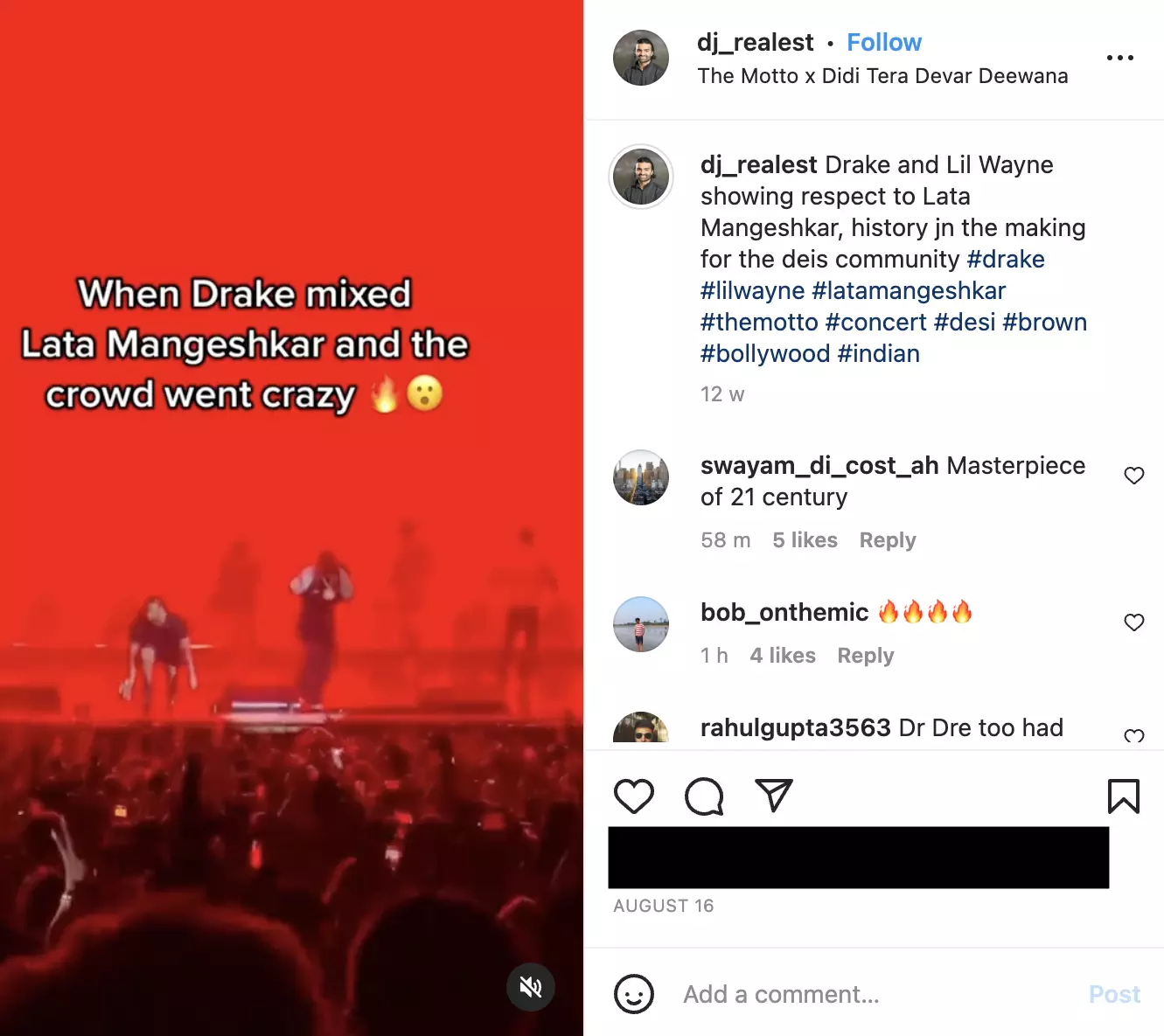 Viral Video of Lata Mangeshkar Song Being Played at Drake Concert Is  Doctored | BOOM