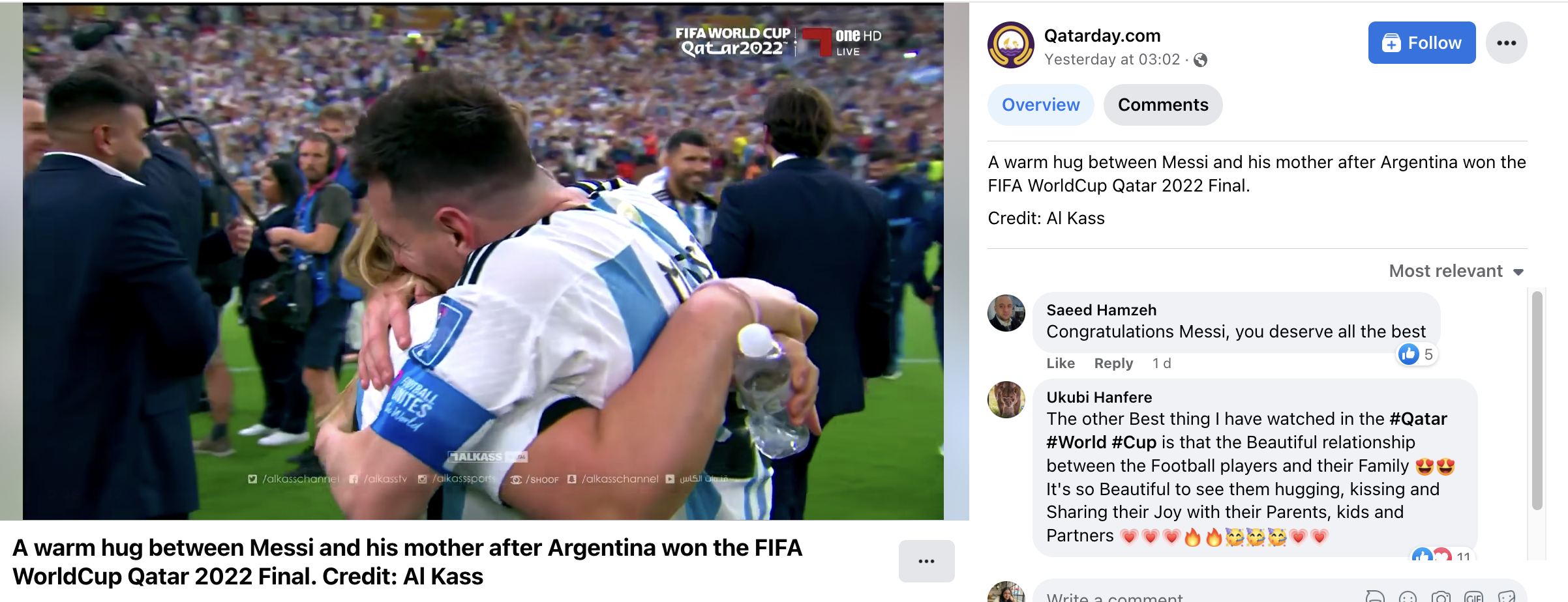 Who is Antonia Farías, the woman who hugged Lionel Messi after he won the  2022 World Cup? - AS USA