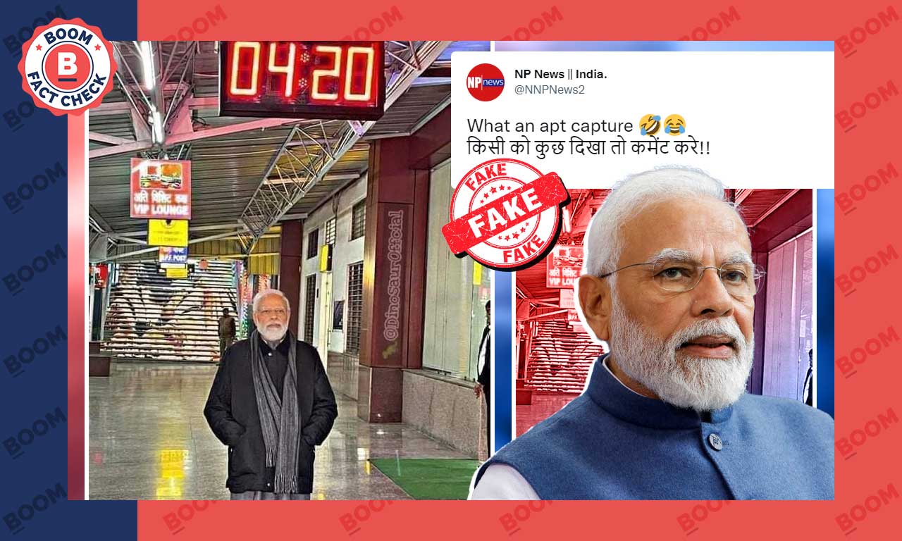 Photo Of Narendra Modi Standing Below Clock With Time As '4:20' Is Morphed