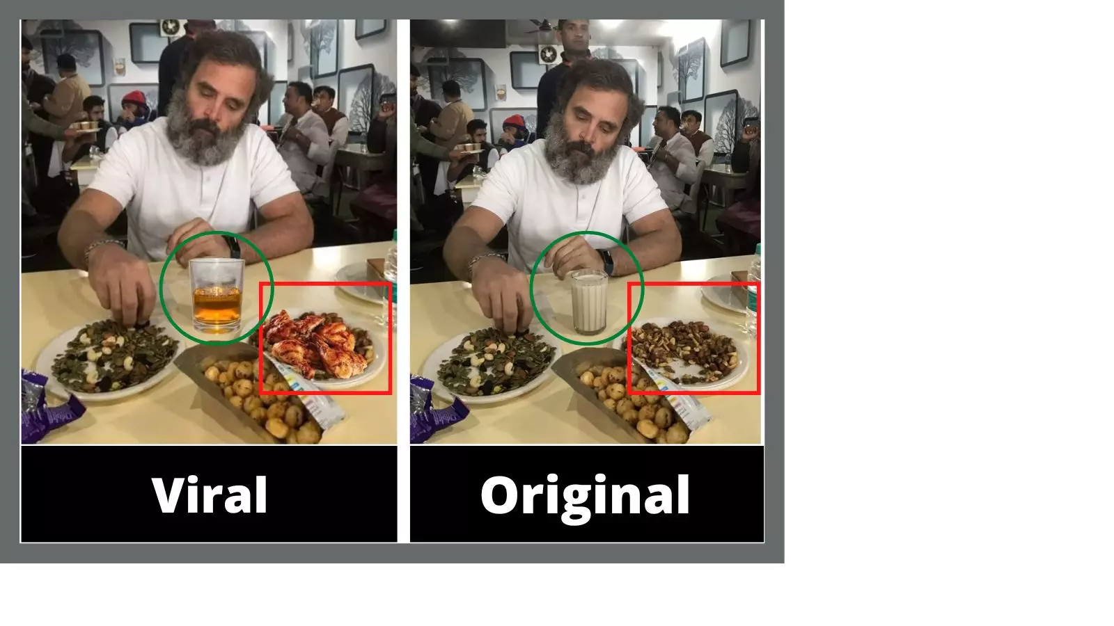 Photo Showing Rahul Gandhi Having Alcohol And Chicken In Haryana Is Morphed  | BOOM