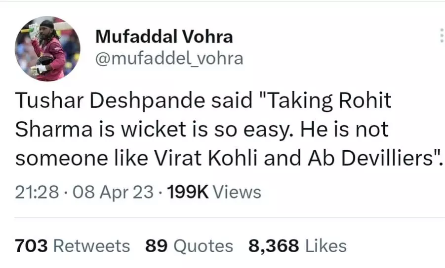 Fake quote tweeted by the Twitter handle impersonating Mufaddal Vohra