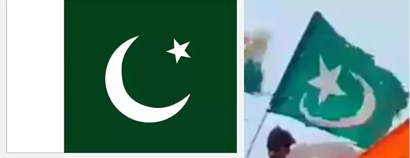 Pakistani Flag (Left), The Flag Seen in The Video (Right)