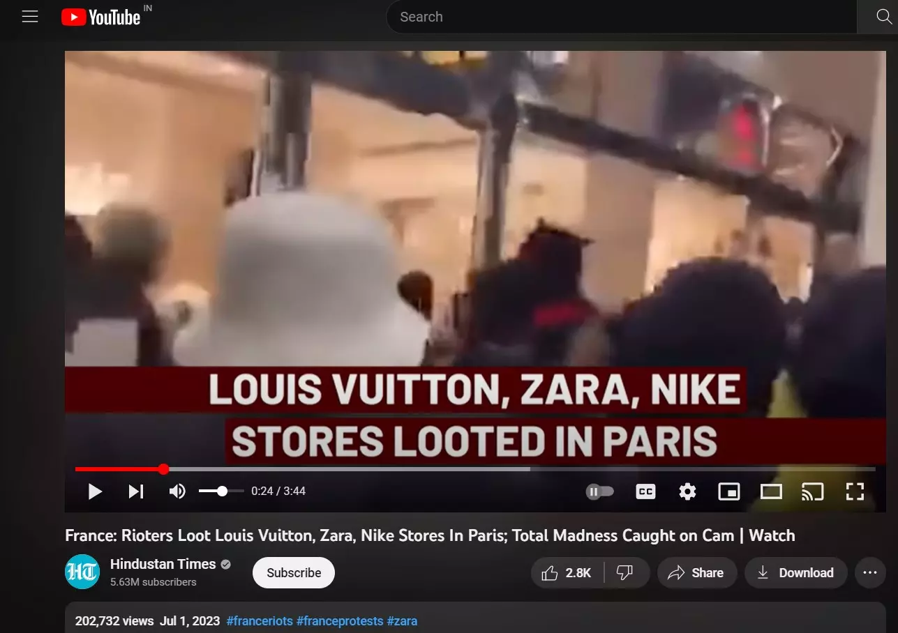 Old video of people looting a Louis Vuitton store in U.S. linked to  protests in France - Fact Crescendo