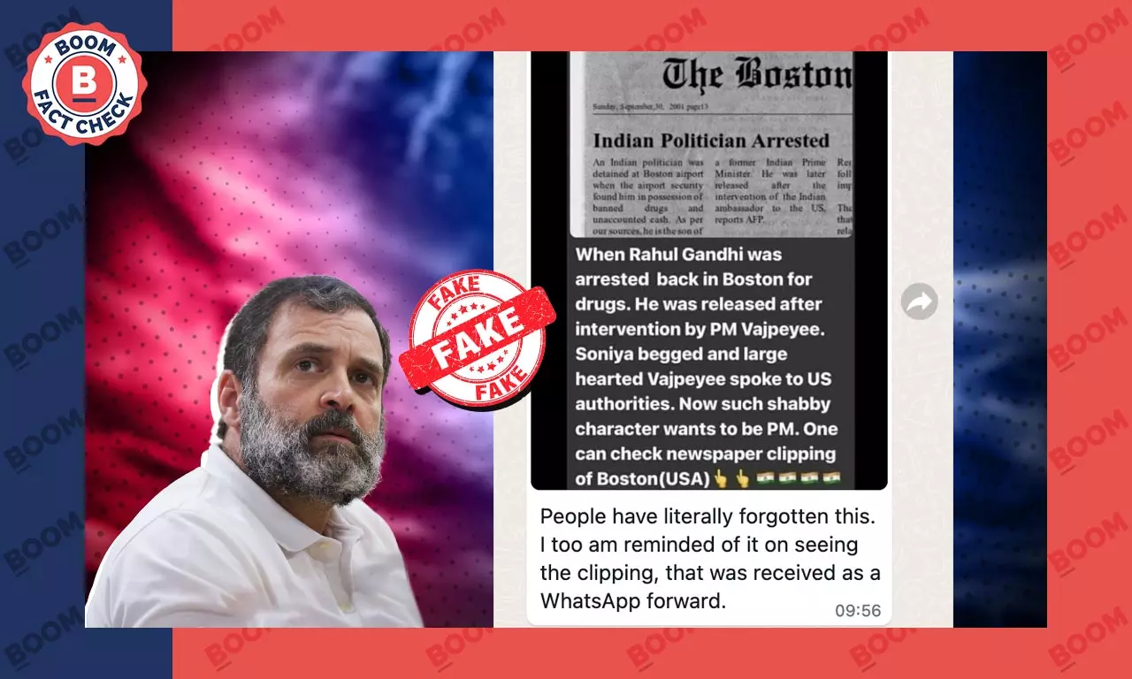 Fake Newspaper Clipping Reporting Rahul Gandhis Boston Airport Arrest Revived