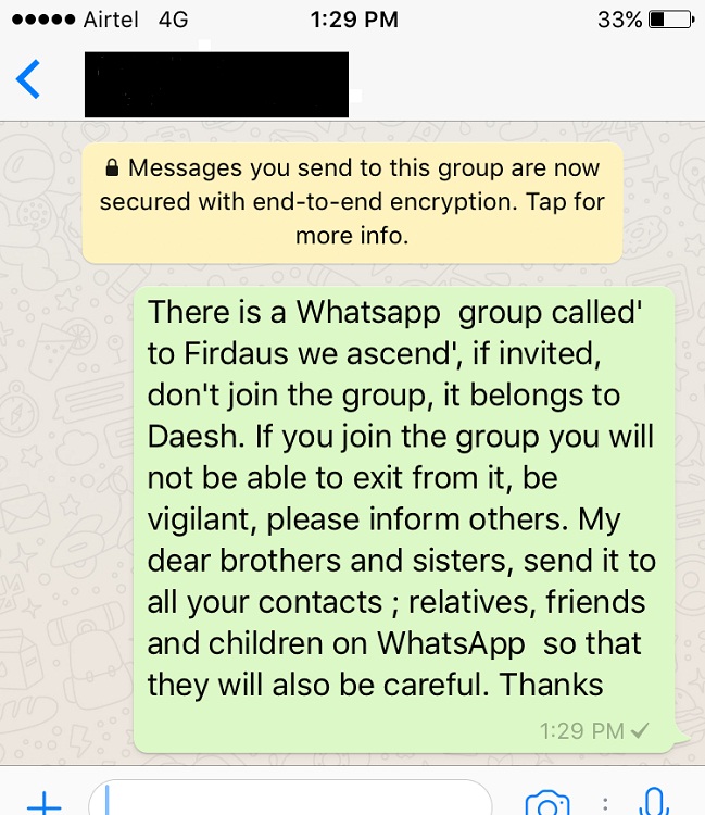 is whatsapp safe from police